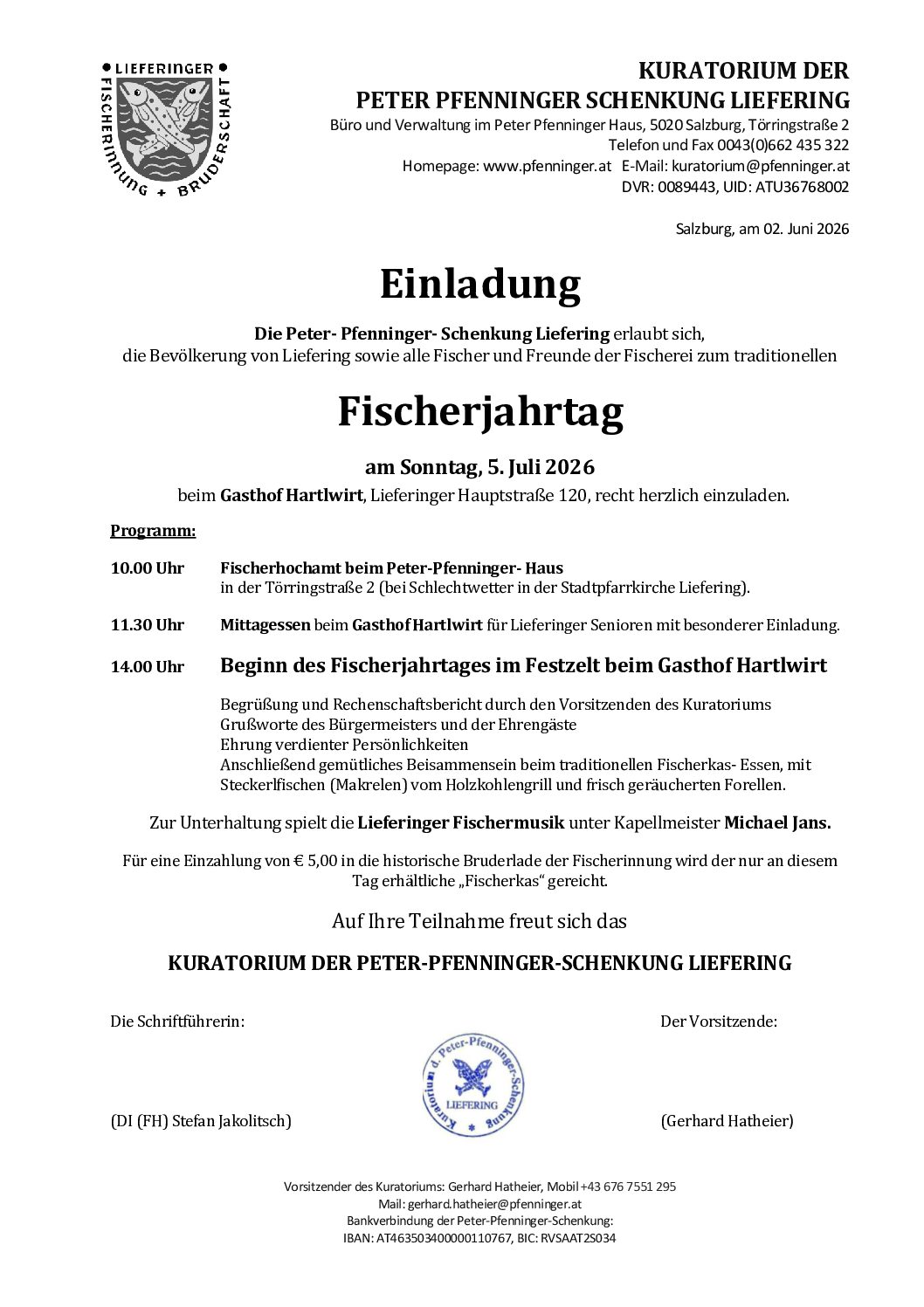 Einladung zum Fischerjahrtag 2026